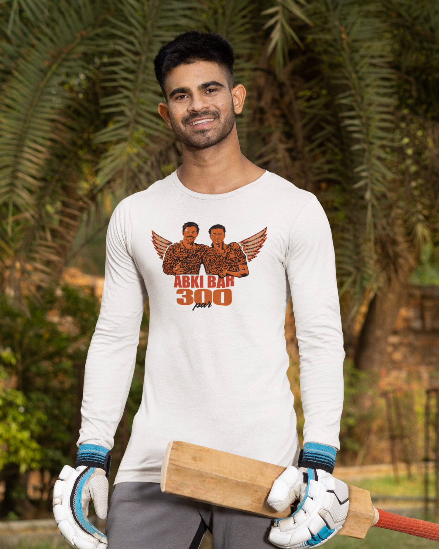 "Abki Bar 300 Par" Full Sleeve T-Shirt - SRH Fan Edition (White)