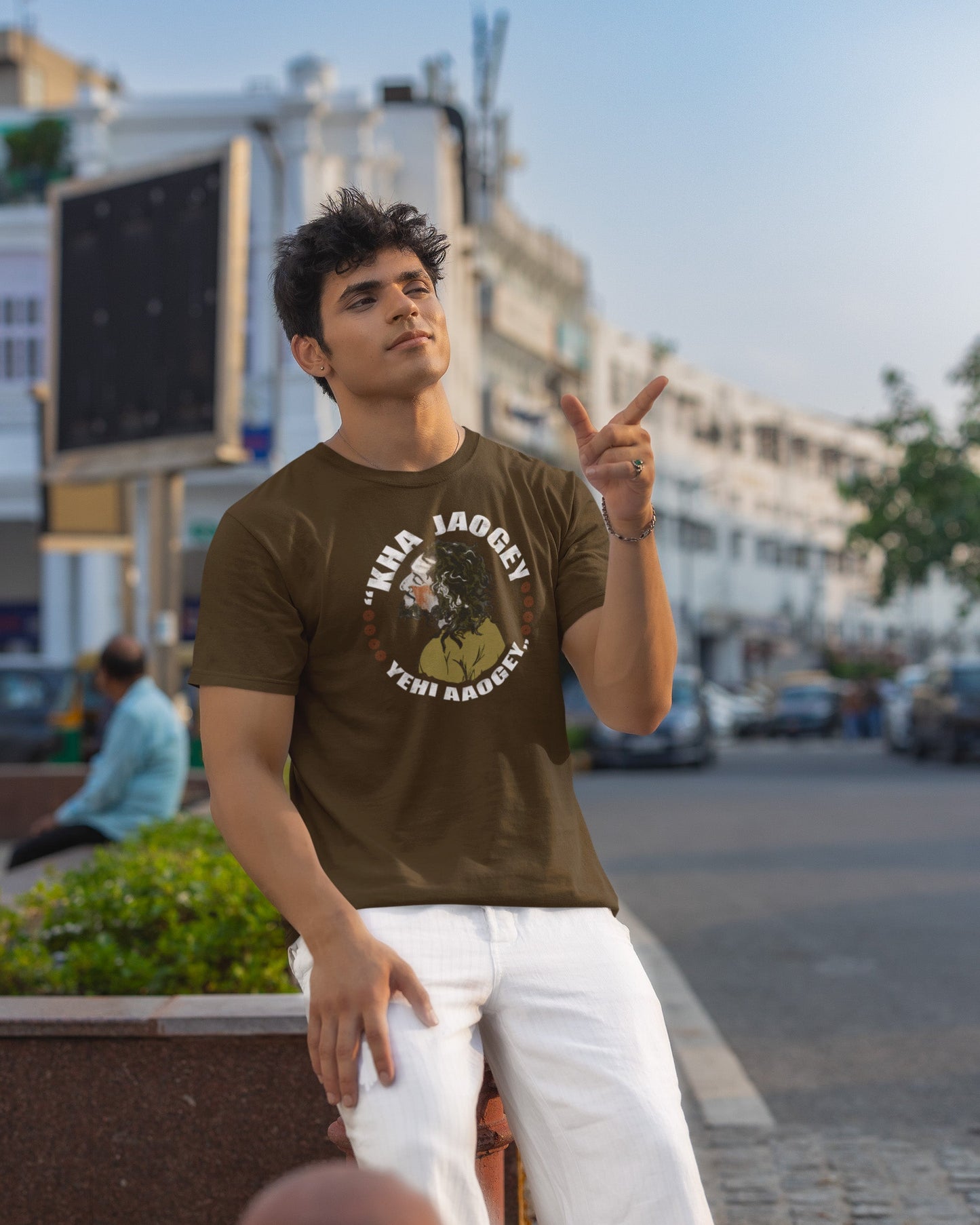 "Kha Jaoge, Yehi Aaoge" T-Shirt (Olive Green/Steel Grey) - Men's