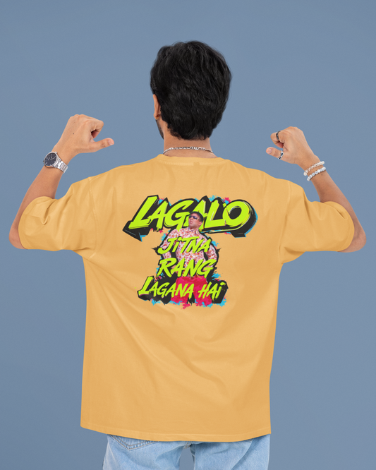 "Rang Lagao"Yellow, Grey, Oversized Teez ,'Lagalo Jitna Rang Lagana Hai'