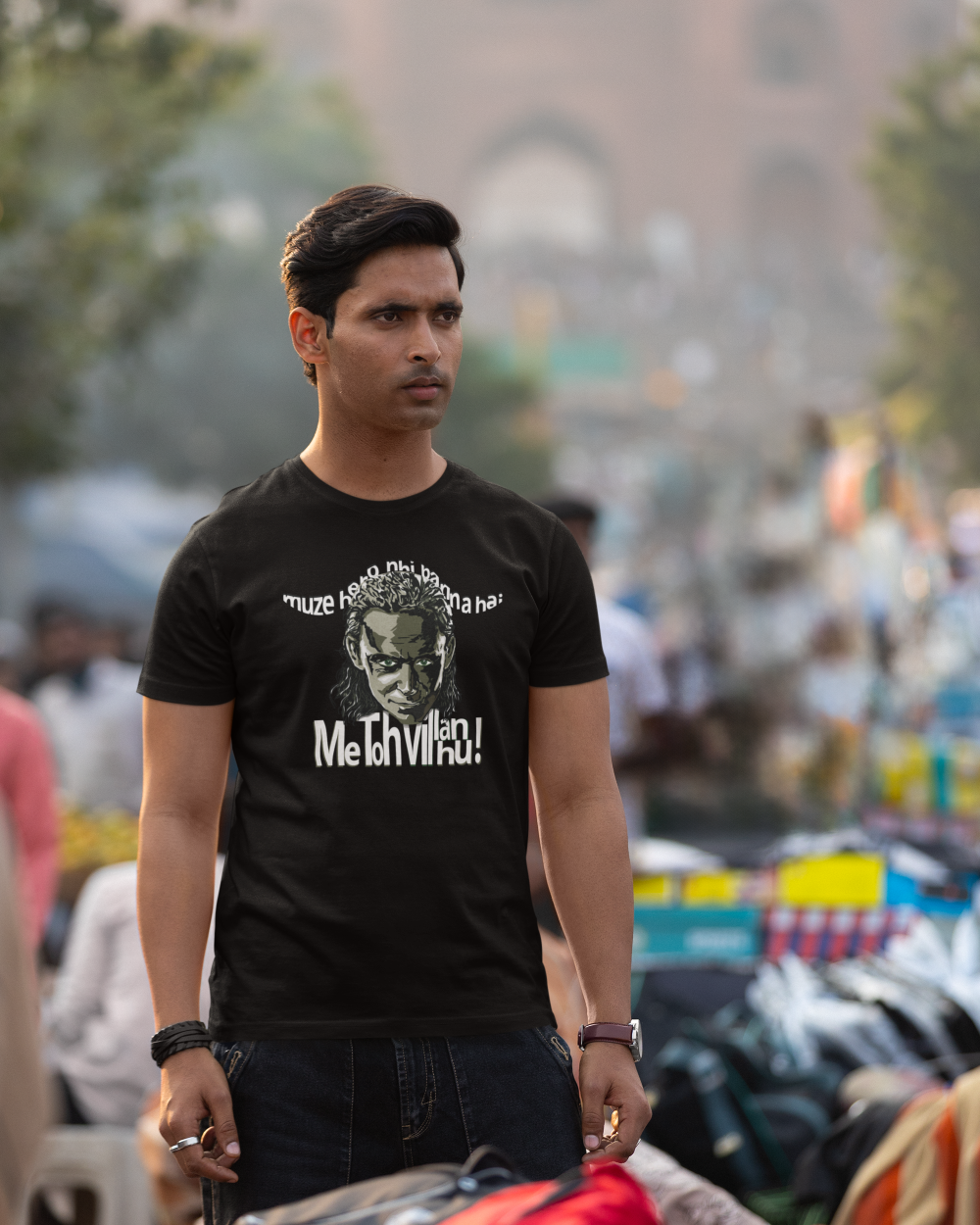 "Muje Hero Nahi Banna Hai! Me To Villan Hu!" T-Shirt (black) - men's